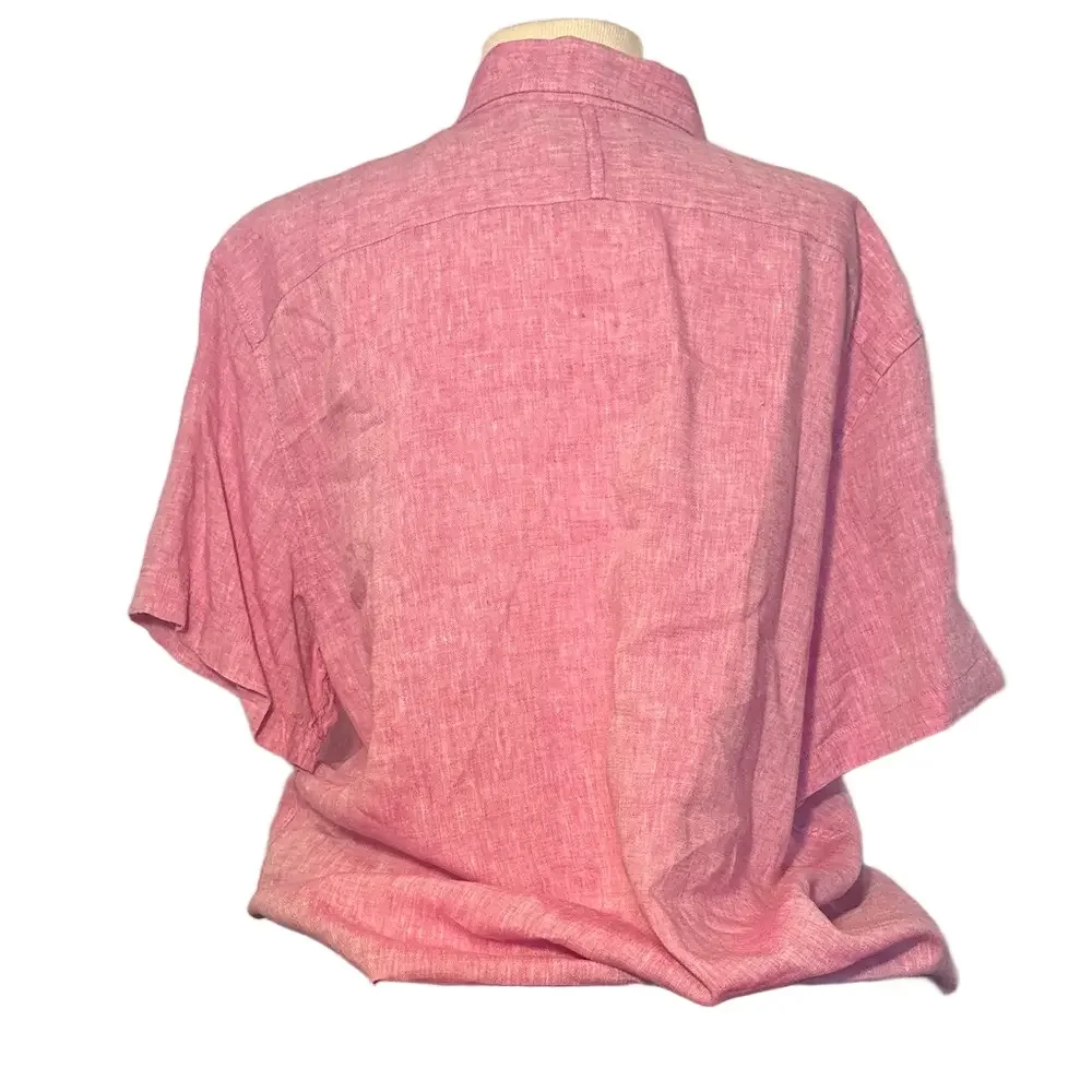 Banana Republic Camden Standard Fit 100% Linen Pink Button Up Shirt Men’s Large